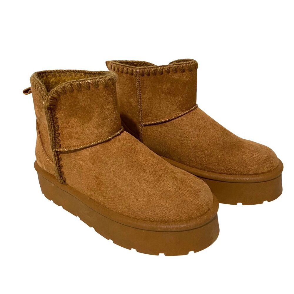 Danskin Beignet Platform Ankle Boots Size 10 Chestnut Brown Boho Hippie Winter